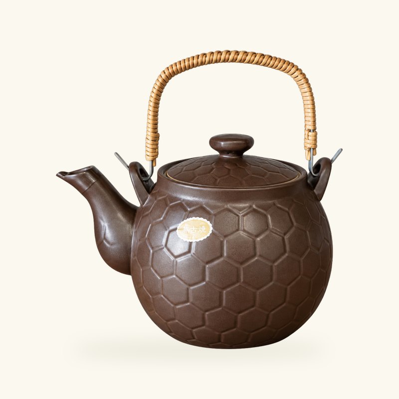 煎じ用土びん 亀甲土瓶（茶）